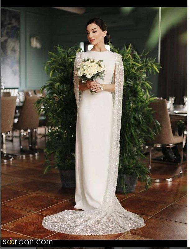 31 مدل لباس عروس ساده 2023 حریر و ساتن (پوشیده بدون پف اروپایی)