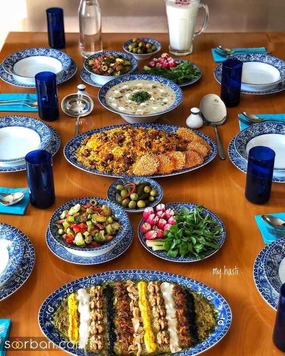 ایده چیدمان غذاهای ایرانی - 43 ایده تزیین سفره ایرانی شیک و مجلسی