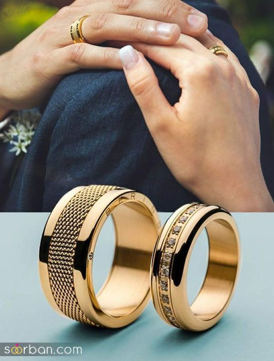 جدیدترین حلقه ست ازدواج برای عروس و داماد | 45 حلقه ست طلا برای عروسی ، عقد و بله برون