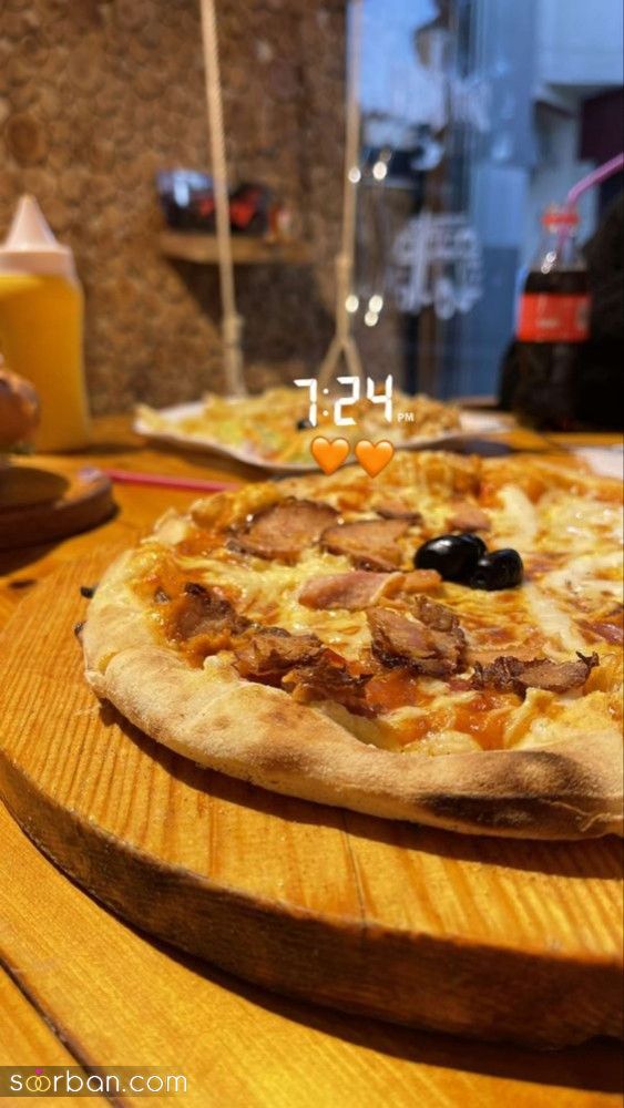30 عکس فیک پیتزا برای استوری | عکس فیک در رستوران با پیتزا