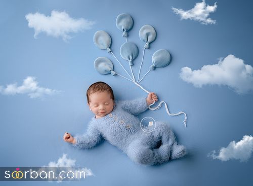 ایده عکس نوزاد پسر در خانه و آتلیه | ژست عکاسی از نوزاد پسر 2024