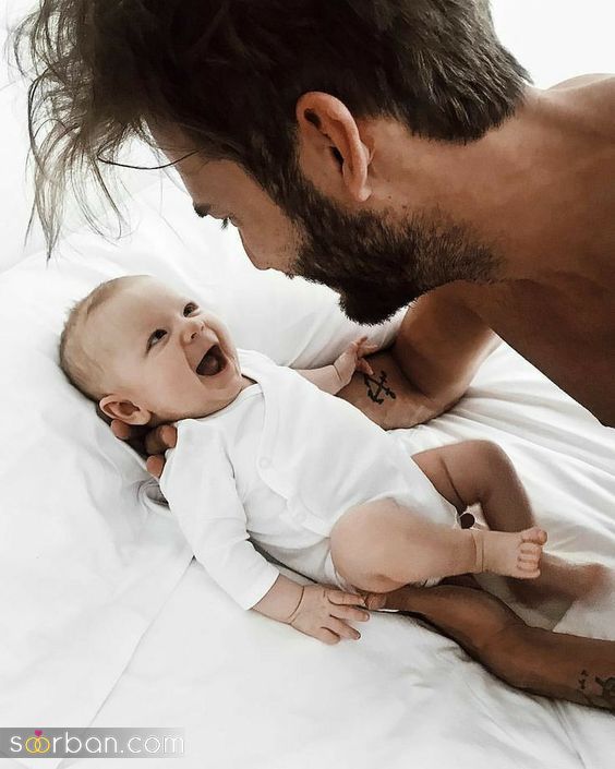 ژست های زیبای عکس نوزاد با پدر | ژست عکاسی نوزاد با پدر 2024