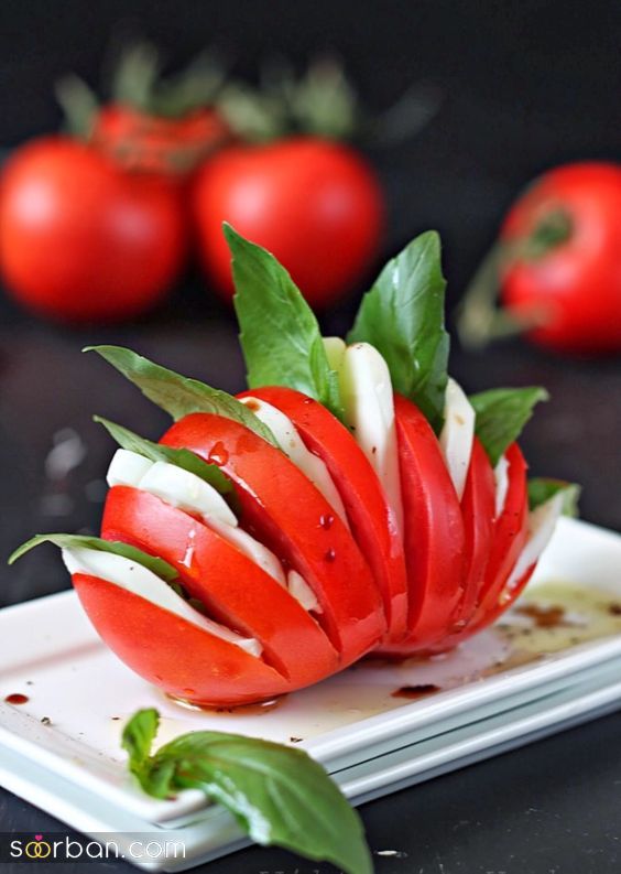 تزیین گوجه با 46 ایده جدید جذاب و ساده برای یک سفره آرایی لاکچری