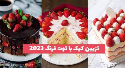 تزیین کیک با توت فرنگ 1402 و اسمارتیز های رنگی رنگی (بدون خامه و خامه دار)